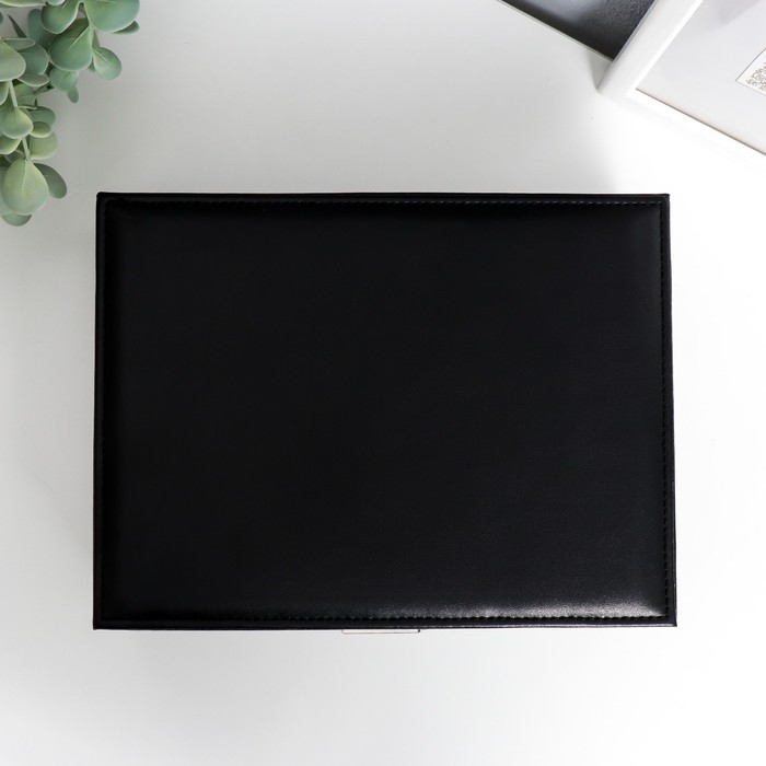 Шкатулка кожзам для украшений  Шкатулка кожзам для украшений "Чёрная матовая" 9х23х17 см