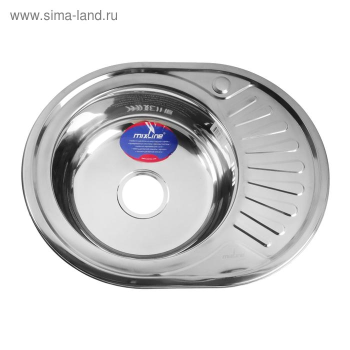 Мойка кухонная MIXLINE 528190, врезная, 0.6 мм, 57х45х16 см, левая, вып. 3 1/2 Мойка кухонная MIXLINE 528190, врезная, 0.6 мм, 57х45х16 см, левая, вып. 3 1/2", с сифоном