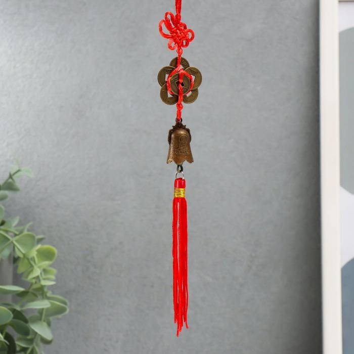 Колокольчик и 7 монет бронза d=2,4 см Колокольчик и 7 монет бронза d=2,4 см