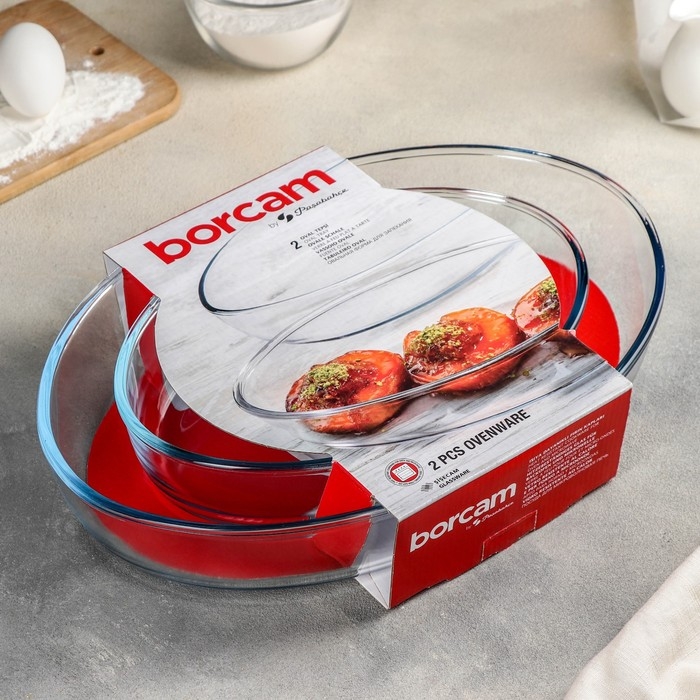Набор форм из жаропрочного стекла для запекания Borcam, 2 предмета: 3 л, 1,5 л Набор форм из жаропрочного стекла для запекания Borcam, 2 предмета: 3 л, 1,5 л
