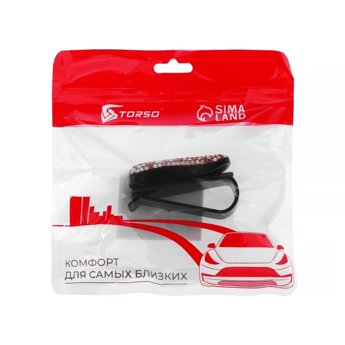 Держатель очков TORSO, зажим с серебряными стразами, чёрный Держатель очков TORSO, зажим с серебряными стразами, чёрный