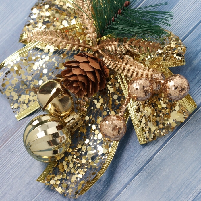 Украшение ёлочное Украшение ёлочное "Новогодний стиль" бант блеск, 13х14 см, золото