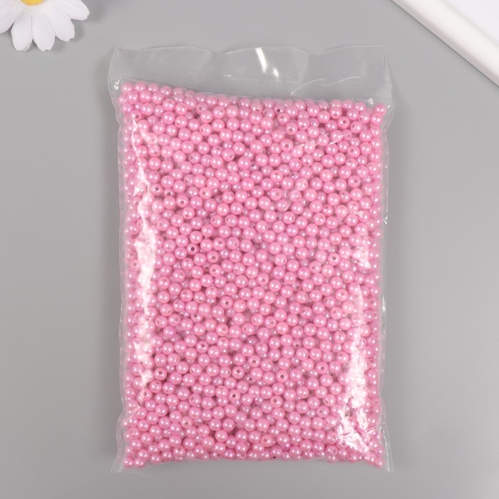 Набор бусин Набор бусин "Жемчуг" d 6 мм, 250 гр, ярко-розовый