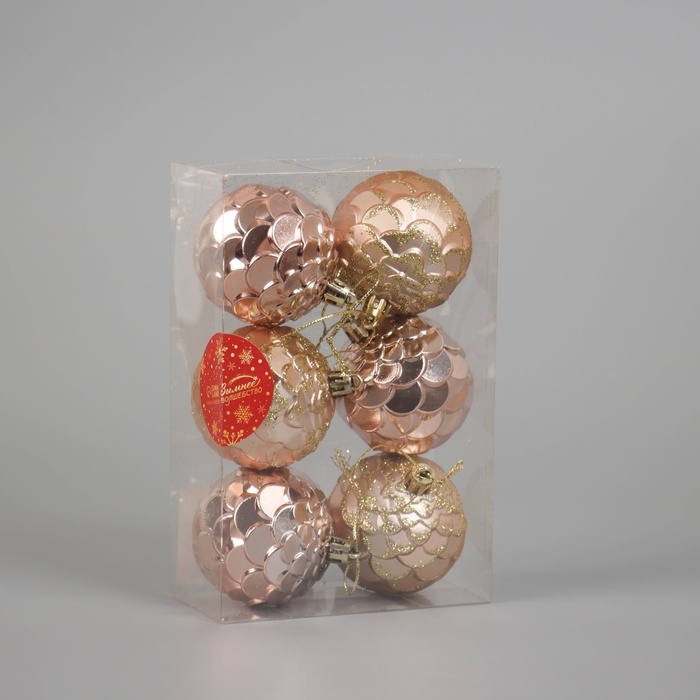 Набор шаров пластик d-6 см, 6 шт Набор шаров пластик d-6 см, 6 шт "Шишечки"