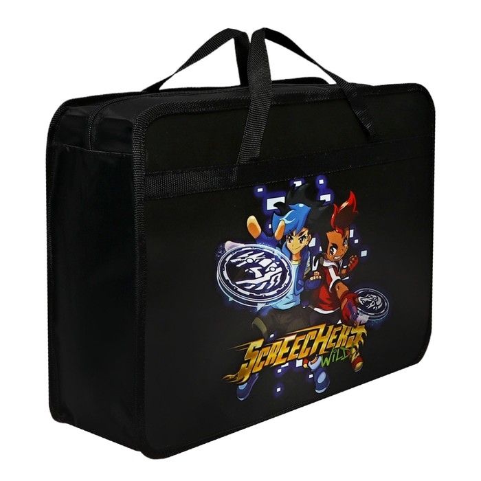 Папка с ручками А4, 330 х 260 х 120 мм, пластиковая, ручки-текстиль, Папка с ручками А4, 330 х 260 х 120 мм, пластиковая, ручки-текстиль, "Дикие Скричеры"