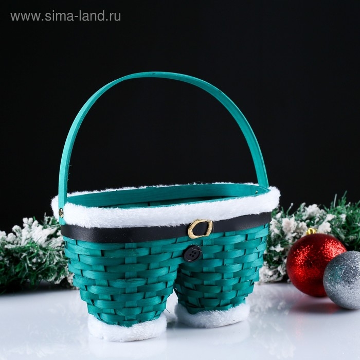 Корзина «Новогодние штаны», зелёные, 23×12×13/23 см, шпон Корзина «Новогодние штаны», зелёные, 23×12×13/23 см, шпон