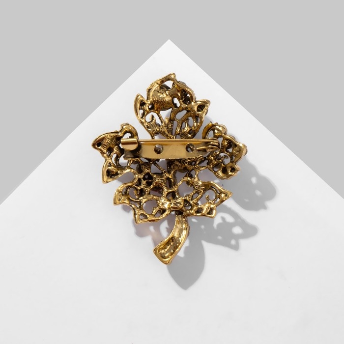 Брошь «Лист кленовый» ажурный, цветная в чернёном золоте Брошь «Лист кленовый» ажурный, цветная в чернёном золоте