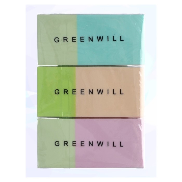 Набор Ластик прямоугольный, 3 штуки, МИКС Набор Ластик прямоугольный, 3 штуки, МИКС