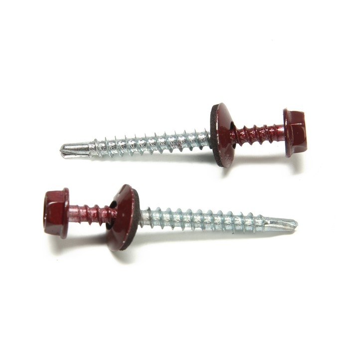 Саморезы кровельные 4,8х50 мм, RAL3005 цвет бордовый, 150 шт. Саморезы кровельные 4,8х50 мм, RAL3005 цвет бордовый, 150 шт.