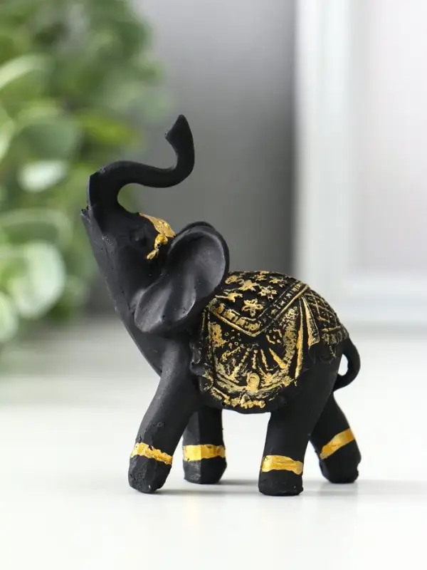 Фигурка полистоун &laquo;Чёрный слон в золотой богатой попоне&raquo;, 6.5&times;3.5&times;7.7 см