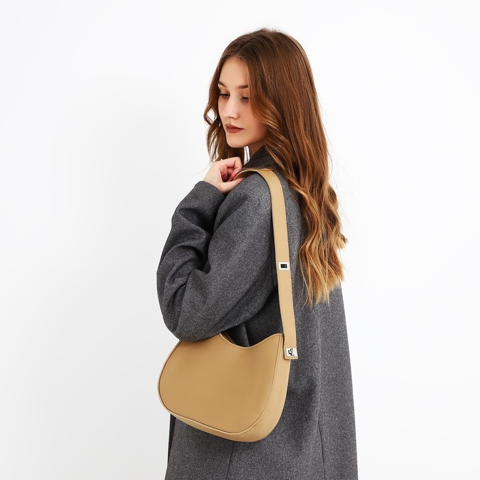 Сумка женская на одно плечо, на молнии, цвет бежевый Сумка женская на одно плечо, на молнии, цвет бежевый