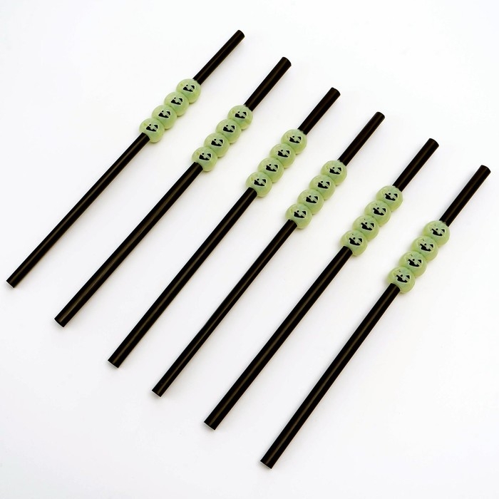 Трубочки для коктейля «Тыква», набор 6 шт., светится в темноте Трубочки для коктейля «Тыква», набор 6 шт., светится в темноте