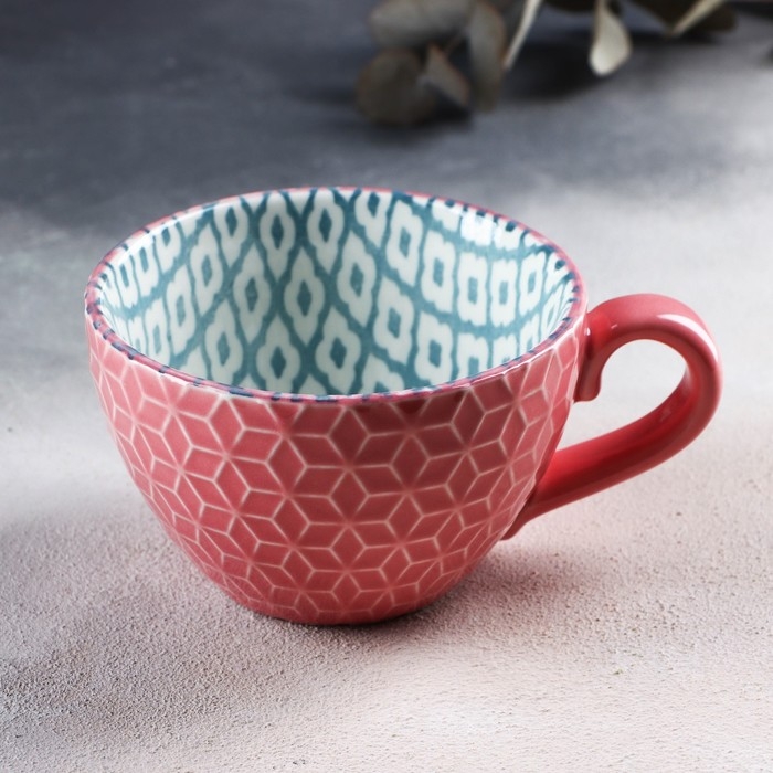 Кружка керамическая «Винтаж», 290 мл, цвет розовый Кружка керамическая «Винтаж», 290 мл, цвет розовый