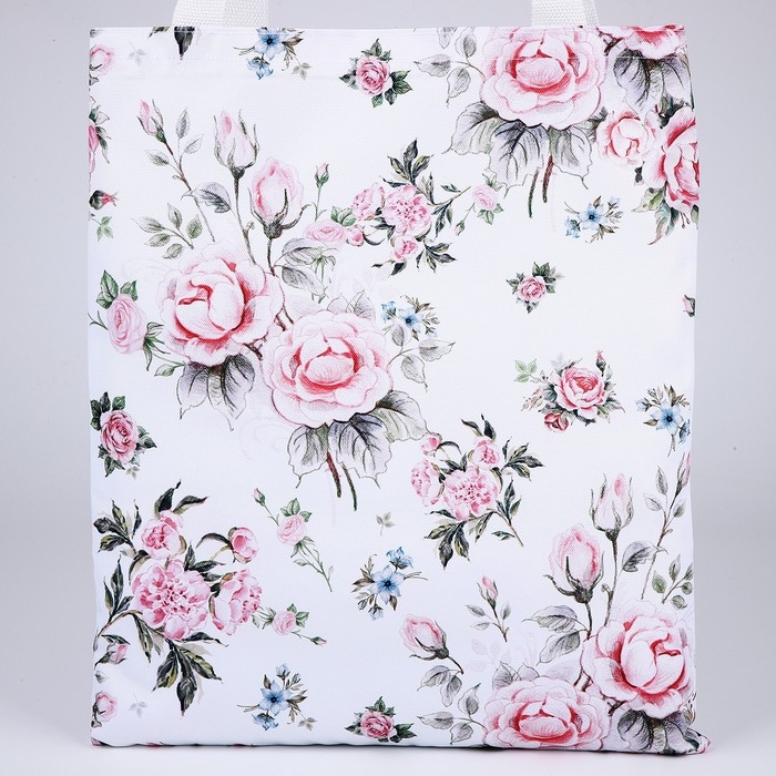 Сумка шопер «Розы», 35х0.5х40 см, отд без молнии, без подклада, белая Сумка шопер «Розы», 35х0.5х40 см, отд без молнии, без подклада, белая