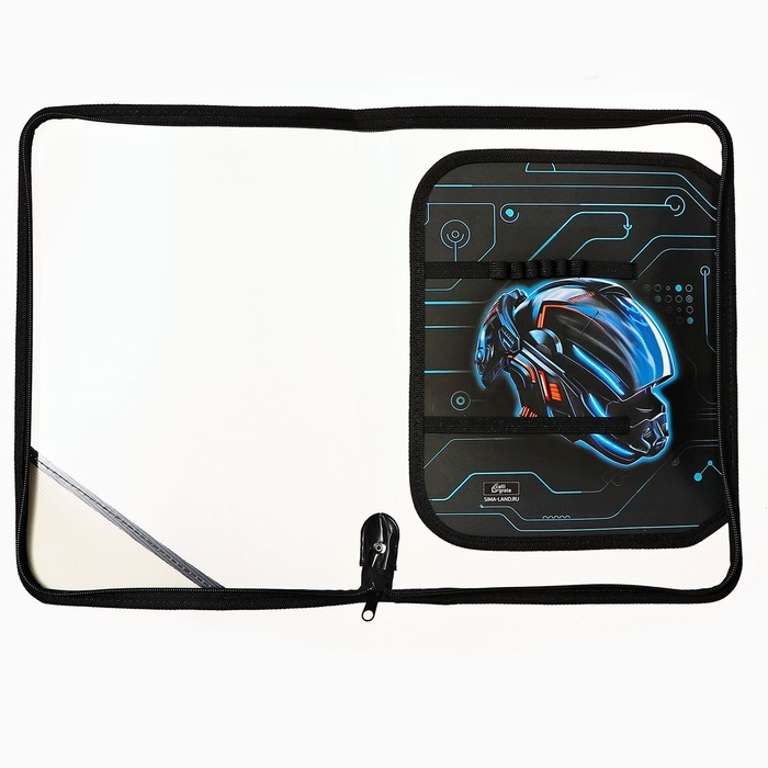 Папка для труда А4, 325 х 230 х 25 мм, молния вокруг, откидная планка, пластиковая, ПТР-1, Calligrata  Папка для труда А4, 325 х 230 х 25 мм, молния вокруг, откидная планка, пластиковая, ПТР-1, Calligrata "Мото шлем"