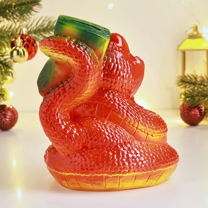 Новый год. Символ 2025. Копилка Новый год. Символ 2025. Копилка "Змея с купюрой" 20х16см, красная