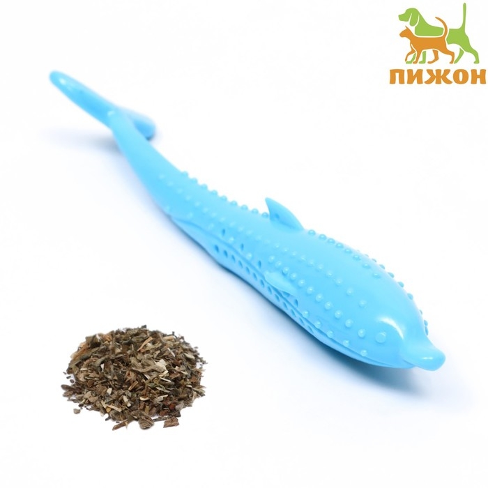 Игрушка для кошек с кошачьей мятой  Игрушка для кошек с кошачьей мятой "Дельфин", 17 см, синяя