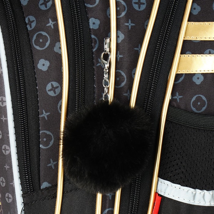 Рюкзак школьный 40х33х15см, эргономичная спинка, Across 410, черный/золотой Рюкзак школьный 40х33х15см, эргономичная спинка, Across 410, черный/золотой