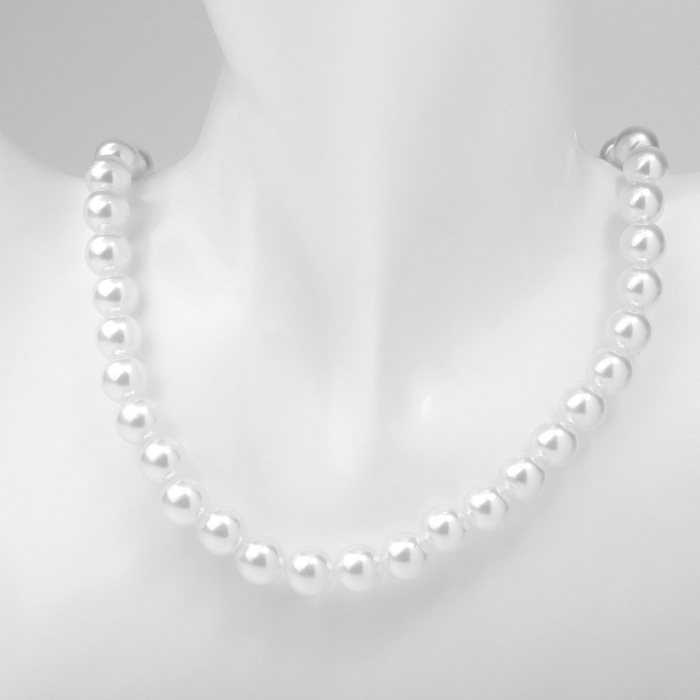 Колье с жемчугом «Олимпия» окружение, цвет серебро, 45см