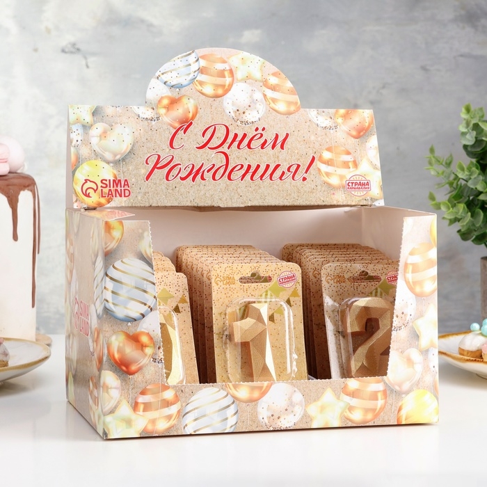 Шоу-бокс со свечами для торта  Шоу-бокс со свечами для торта "Алмаз", золотой, 30 шт, 8 см