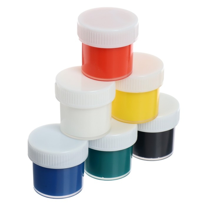 Краска акриловая, набор 6 цветов х 20 мл,  Краска акриловая, набор 6 цветов х 20 мл, "Луч", художественные