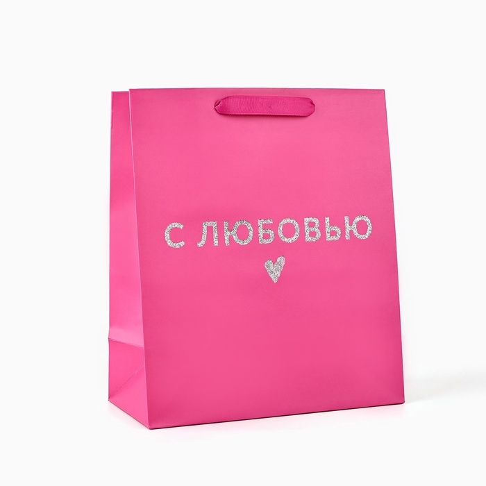 Пакет ламинированный вертикальный «С любовью», глиттер, ML 23 х 27 х 11.5 см