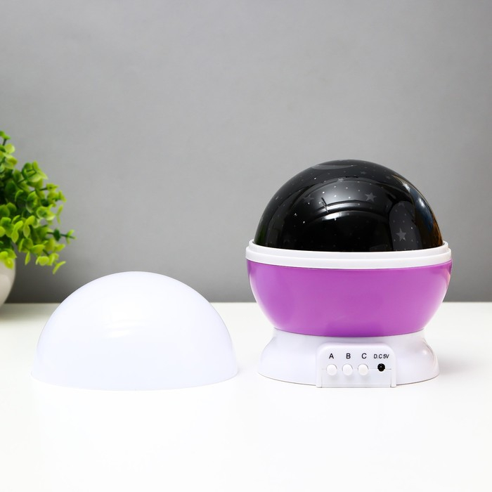 Ночник-проектор  Ночник-проектор "Звёздное небо", вращение, (4ААА или USB)  фиолет. 12*10 см RISALUX