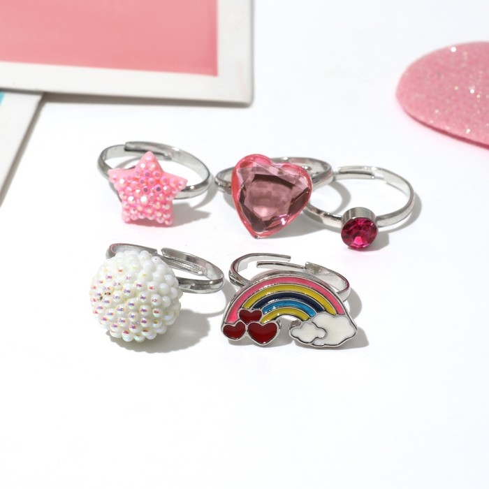 Набор детских колец «Выбражулька» радость, форма МИКС, цветные Набор детских колец «Выбражулька» радость, форма МИКС, цветные