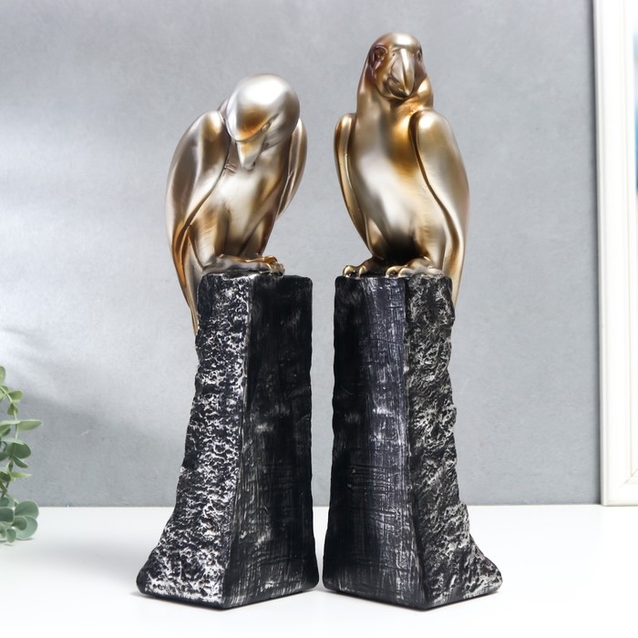 Держатели для книг  Держатели для книг "Золотистые попугаи на скале" набор 2 шт 38х9х9,5 см