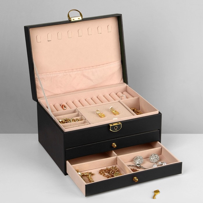 Подставка для украшений Queen fair «Шкатулка» 3 яруса, 23×17×13 см, цвет чёрный Подставка для украшений Queen fair «Шкатулка» 3 яруса, 23×17×13 см, цвет чёрный