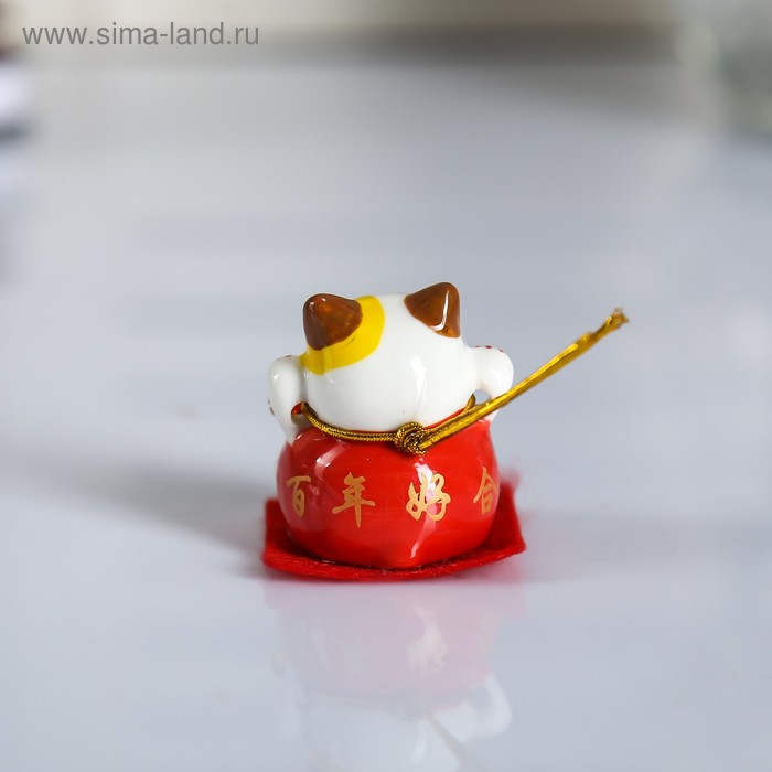 Сувенир керамика Сувенир керамика "Манэки-нэко с рисунком, на коврике" набор 5 шт 4х4х3,5 см