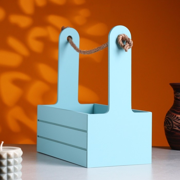 Ящик - кашпо деревянный 25х15х30  Ящик - кашпо деревянный 25х15х30 "Любимой Маме" Серо-голубой