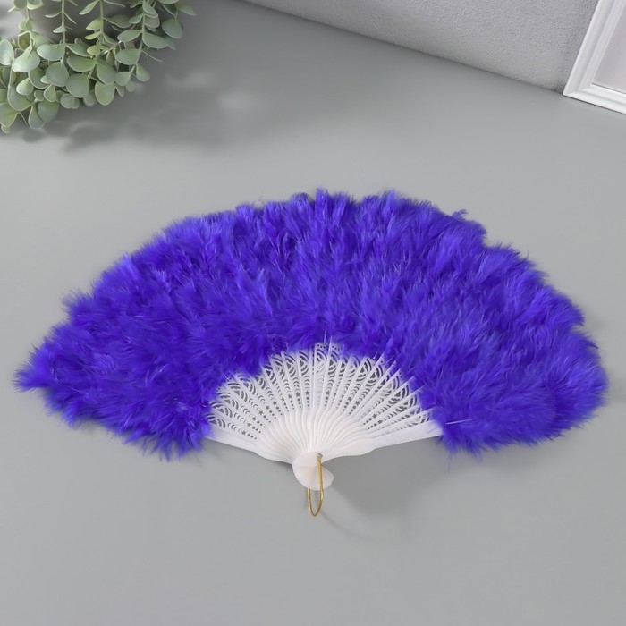 Веер пластик, перо  Веер пластик, перо "Ярко-синий" h=26 см 25 лопастей 3х50х26 см
