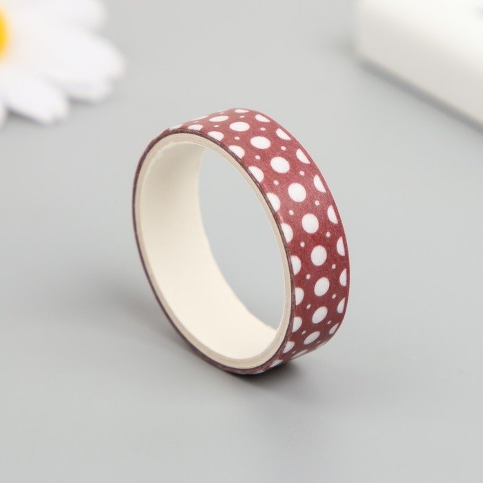 Клейкая лента бумага Клейкая лента бумага "Красные узоры" ширина 1 см намотка 2 м набор 5 шт