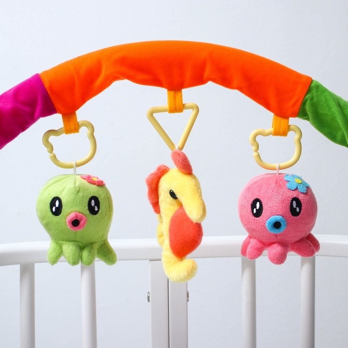 Дуга игровая мягкая на кроватку, коляску «Осьминожки», 25-84 см, погремушки, 3 игрушки МИКС, Крошка Я Дуга игровая мягкая на кроватку, коляску «Осьминожки», 25-84 см, погремушки, 3 игрушки МИКС, Крошка Я