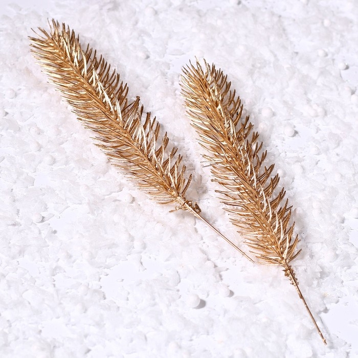 Декор «Веточка ели золотистая», набор 2 шт., размер 1 шт. — 22 × 4 см Декор «Веточка ели золотистая», набор 2 шт., размер 1 шт. — 22 × 4 см