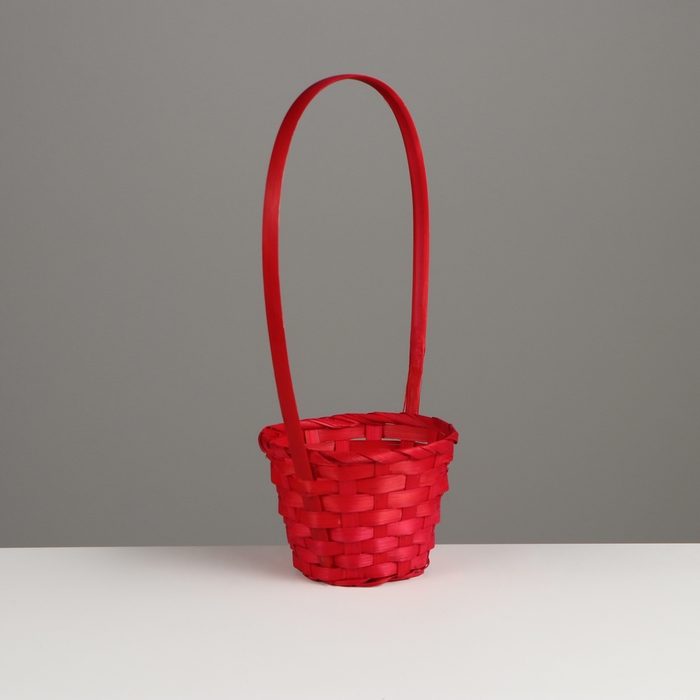 Корзина плетёная, D13 x H9.5/28 см, бамбук, красный Корзина плетёная, D13 x H9.5/28 см, бамбук, красный