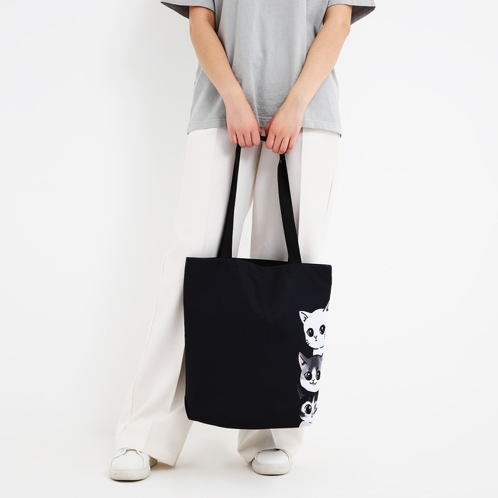 Шопер Котики, 40х12х38, цвет чёрный Шопер Котики, 40х12х38, цвет чёрный