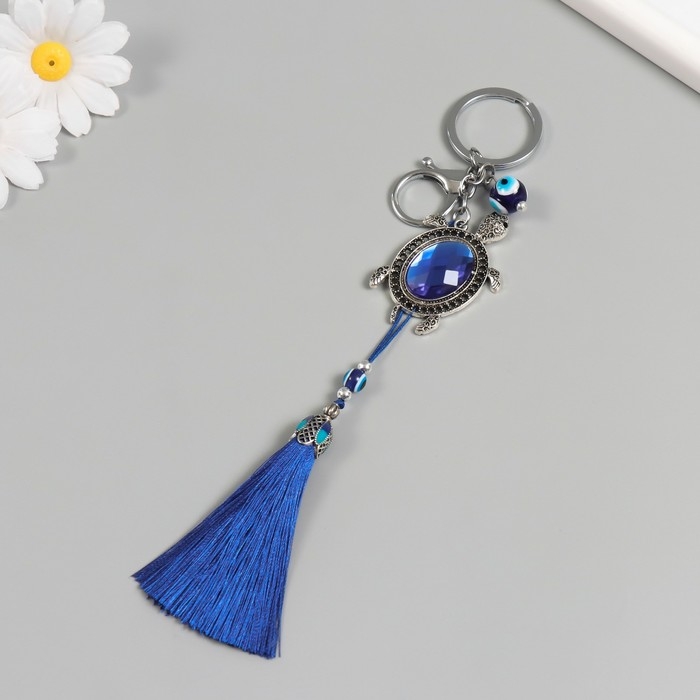 Брелок с карабином от сглаза металл Брелок с карабином от сглаза металл "Черепаха с кисточкой 16 см