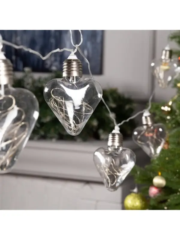 Гирлянда &laquo;Нить&raquo; 3 м с насадками &laquo;Лампочки сердца&raquo;, IP20, прозрачная нить, 80 LED, свечение белое, 8 режимов, 220 В