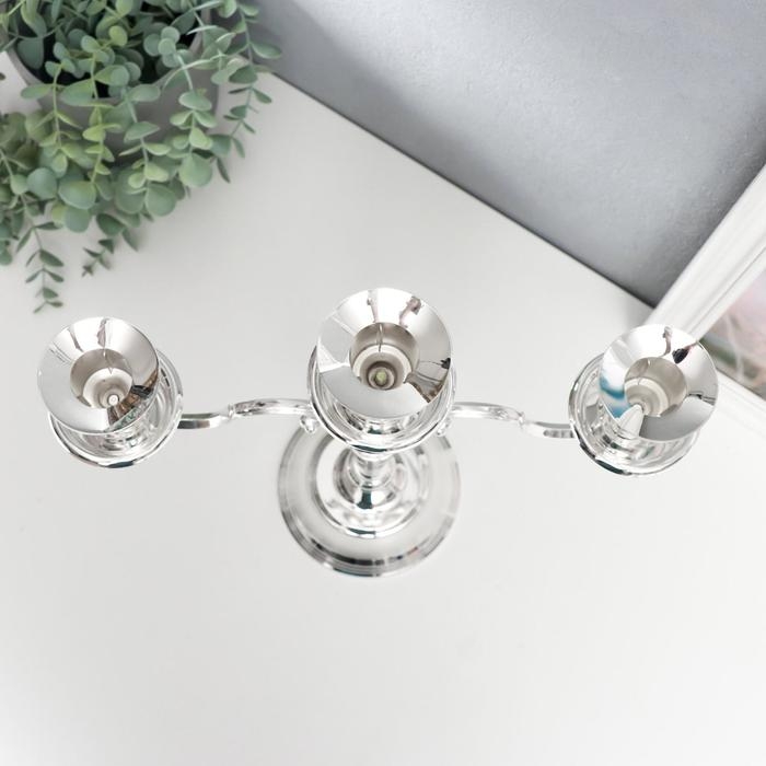 Подсвечник металл на 3 свечи  Подсвечник металл на 3 свечи "Элегантность" серебро 35х31х11 см