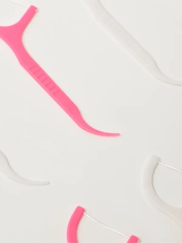 Флоссеры - зубочистки с зубной нитью Доляна, набор 20 шт., 7.5&times;1.5 см, белый, розовый