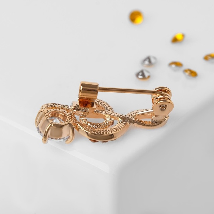 Брошь «Скрипичный ключ» мини, вдохновение, цвет белый в золоте Брошь «Скрипичный ключ» мини, вдохновение, цвет белый в золоте