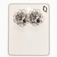 Серьги "Цветок ажурный воздушный", цвет прозрачный серый с блестками Серьги "Цветок ажурный воздушный", цвет прозрачный серый с блестками