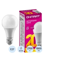 Лампа светодиодная ОНЛАЙТ  OLL-A60-20-230-2.7K-E27 20Вт Е27 2700К 61157