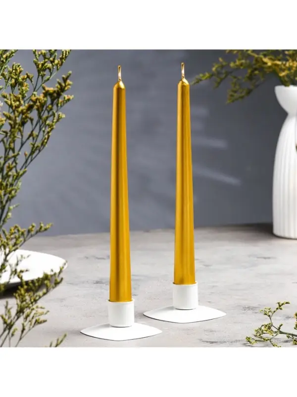 Набор свечей античных, 2.3&times;24.5 см, 5 ч, 55 г, 2 шт., золотой