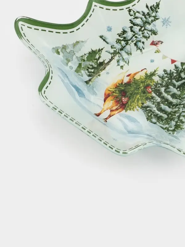 Блюдо сервировочное ёлочка "Зверьки в лесу" 17,7х18,5х3,5 см