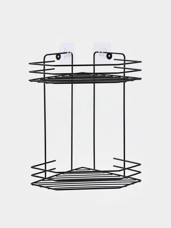 Полка для ванной угловая 2-х ярусная 20,5*20,5*31,5 см, цвет черный Полка для ванной угловая 2-х ярусная 20,5*20,5*31,5 см, цвет черный