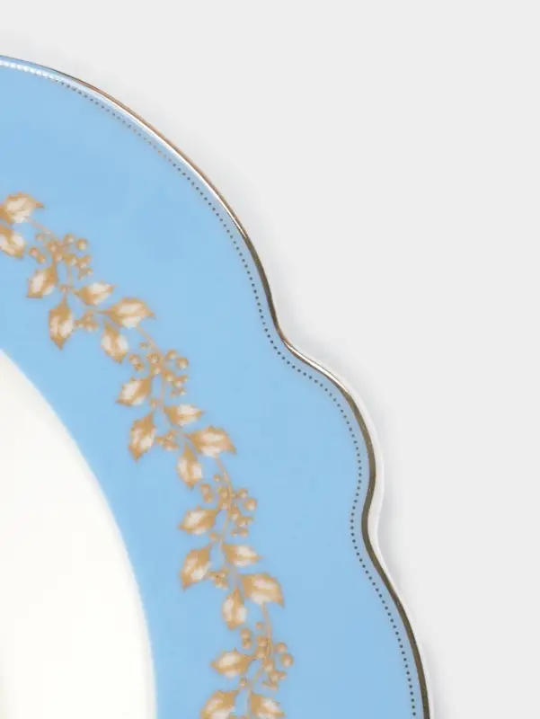 Тарелка глубокая WY Royal blue, 220 мл, d=21.5 см, фарфор, белая, голубая