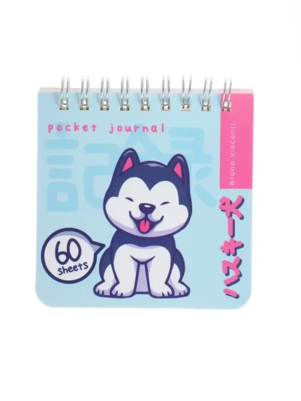 "POCKET JOURNAL" 90 х 90 мм, 60 Л, (4 ВИДA) НА ГРЕБНЕ "KAWAII ANIMALS"